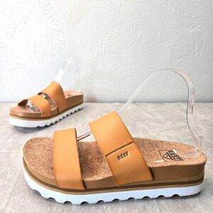 Reef Vista Hi Platform Sandals Brown Open Toe Arch Support Chunky Slides Size 8